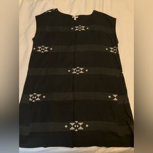 Eileen Fisher Black and Cream Patterned Mini Dress